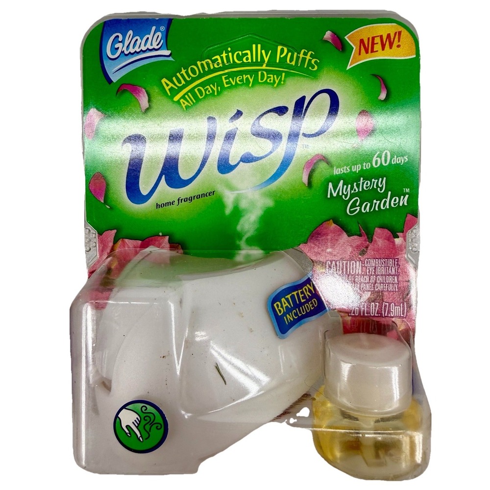 Glade Wisp Scented Oil Fragrancer Automatic Puff Spray‎ Mystery Garden NEW